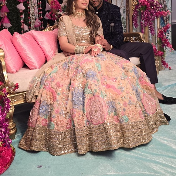 Seema Gujral Lehnga- 3D Floral - Picture 1 of 5